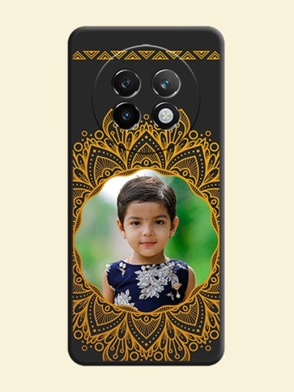 Round Image with Floral Design On Space Black Custom Soft Matte Mobile Back Cover - Realme P1 Speed 5G