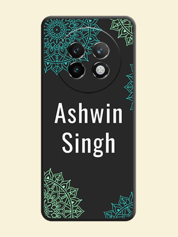 Your Name with Floral Design On Space Black Custom Soft Matte Mobile Back Cover - Realme P1 Speed 5G