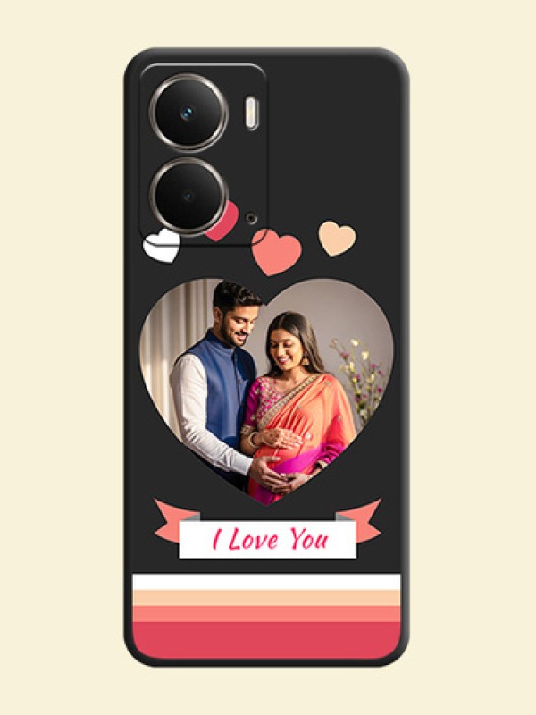 Love Shaped Photo with Colorful Stripes On Space Black Custom Soft Matte Mobile Back Cover - Realme P3 5G