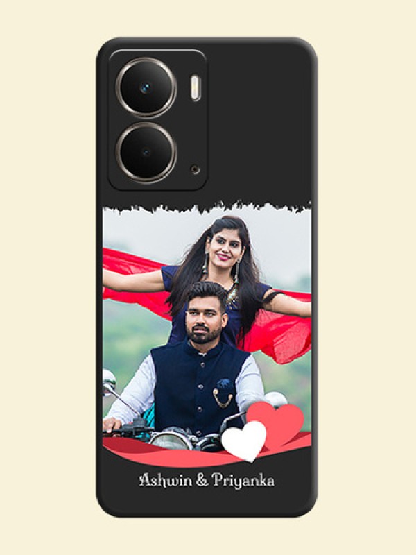 Pin Color Love Shaped Ribbon Design with Text On Space Black Custom Soft Matte Mobile Back Cover - Realme P3 5G