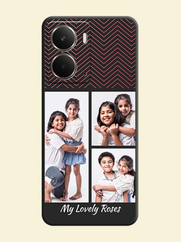 Wave Pattern with 3 Image Holder On Space Black Custom Soft Matte Mobile Back Cover - Realme P3 5G