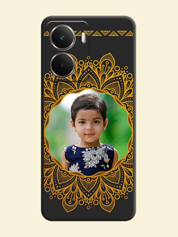 Round Image with Floral Design On Space Black Custom Soft Matte Mobile Back Cover - Realme P3 5G