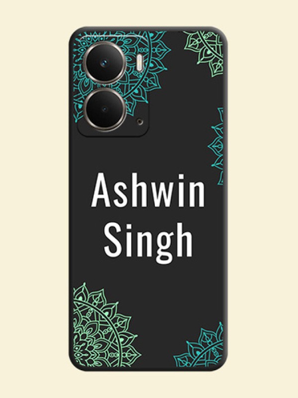 Your Name with Floral Design On Space Black Custom Soft Matte Mobile Back Cover - Realme P3 5G