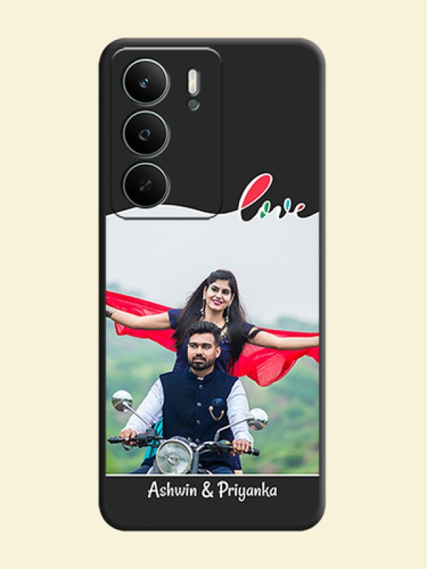 Fall in Love Pattern with Picture on Photo On Space Black Custom Soft Matte Mobile Back Cover - Realme P3 Lite 5G