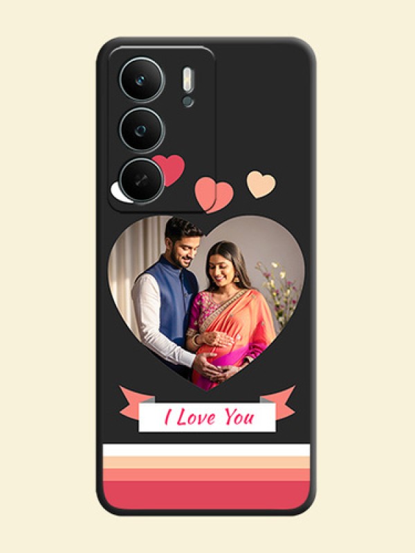 Love Shaped Photo with Colorful Stripes On Space Black Custom Soft Matte Mobile Back Cover - Realme P3 Lite 5G