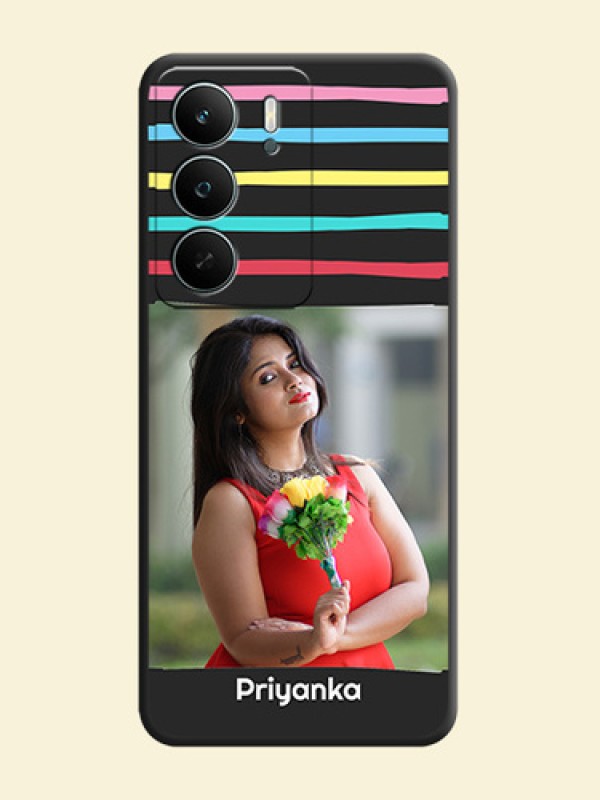 Multicolor Lines with Image On Space Black Custom Soft Matte Mobile Back Cover - Realme P3 Lite 5G