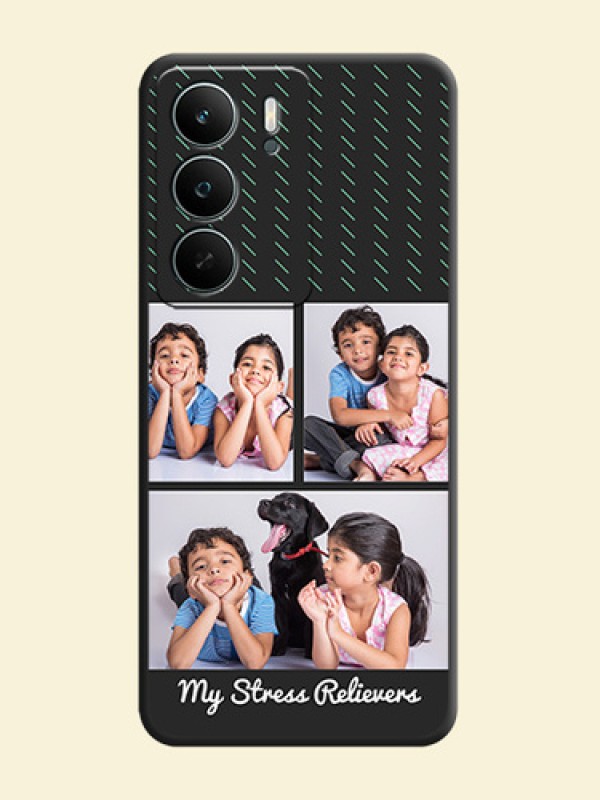Cross Dotted Pattern with 2 Image Holder On Space Black Custom Soft Matte Mobile Back Cover - Realme P3 Lite 5G