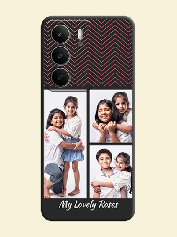 Wave Pattern with 3 Image Holder On Space Black Custom Soft Matte Mobile Back Cover - Realme P3 Lite 5G
