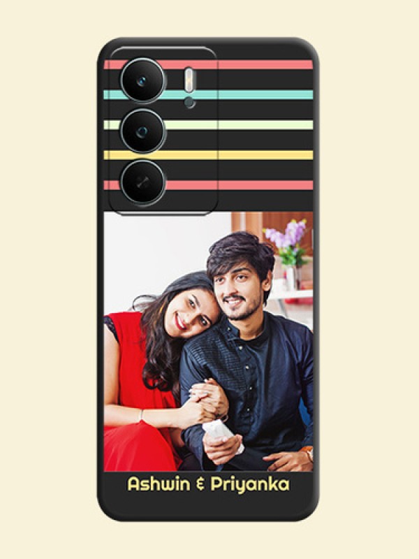 Color Stripes with Photo and Text on Photo On Space Black Custom Soft Matte Mobile Back Cover - Realme P3 Lite 5G