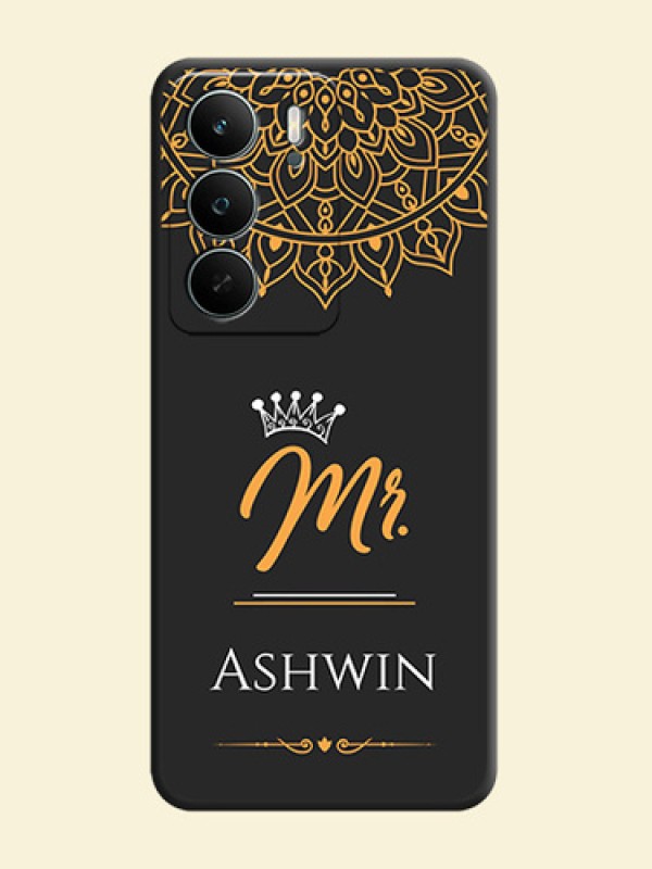 Mr Name with Floral Design On Space Black Custom Soft Matte Mobile Back Cover - Realme P3 Lite 5G