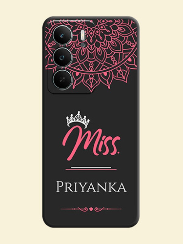 Mrs Name with Floral Design On Space Black Custom Soft Matte Mobile Back Cover - Realme P3 Lite 5G