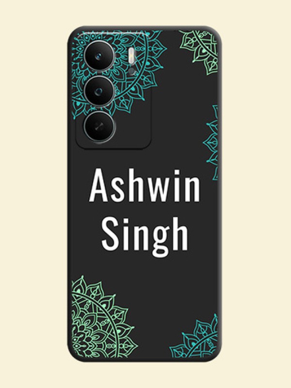 Your Name with Floral Design On Space Black Custom Soft Matte Mobile Back Cover - Realme P3 Lite 5G
