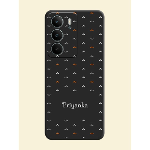 Simple Pattern With Custom Text On Space Black Custom Soft Matte Mobile Back Cover - Realme P3 Lite 5G