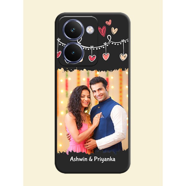 Pink Love Hangings with Name On Space Black Custom Soft Matte Mobile Back Cover - Realme P3 Ultra 5G Pink Love Hangings with Name On Space Black Custom Soft Matte Mobile Back Cover - Realme P3 Ultra 5G