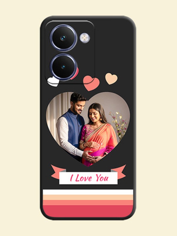 Love Shaped Photo with Colorful Stripes On Space Black Custom Soft Matte Mobile Back Cover - Realme P3 Ultra 5G