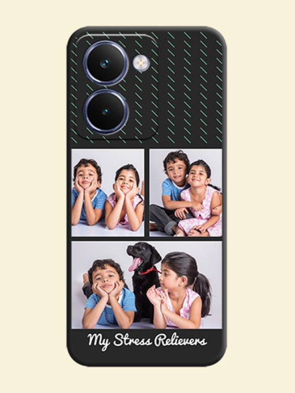 Cross Dotted Pattern with 2 Image Holder On Space Black Custom Soft Matte Mobile Back Cover - Realme P3 Ultra 5G