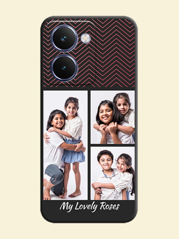 Wave Pattern with 3 Image Holder On Space Black Custom Soft Matte Mobile Back Cover - Realme P3 Ultra 5G