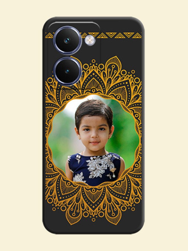 Round Image with Floral Design On Space Black Custom Soft Matte Mobile Back Cover - Realme P3 Ultra 5G