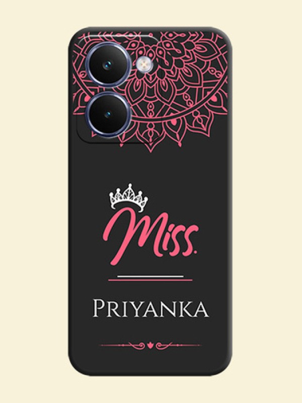 Mrs Name with Floral Design On Space Black Custom Soft Matte Mobile Back Cover - Realme P3 Ultra 5G