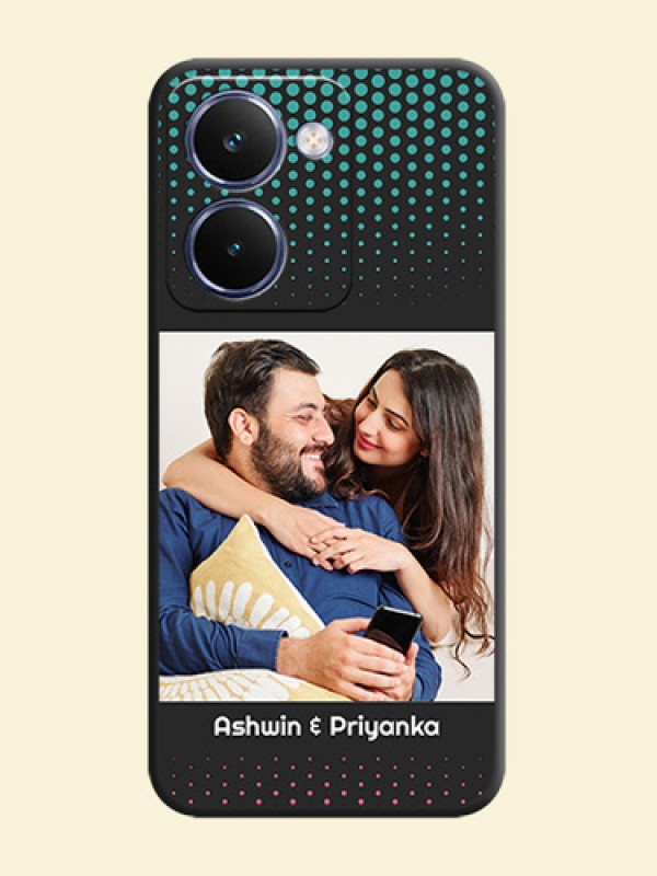 Faded Dots with Grunge Photo Frame and Text On Space Black Custom Soft Matte Mobile Back Cover - Realme P3 Ultra 5G