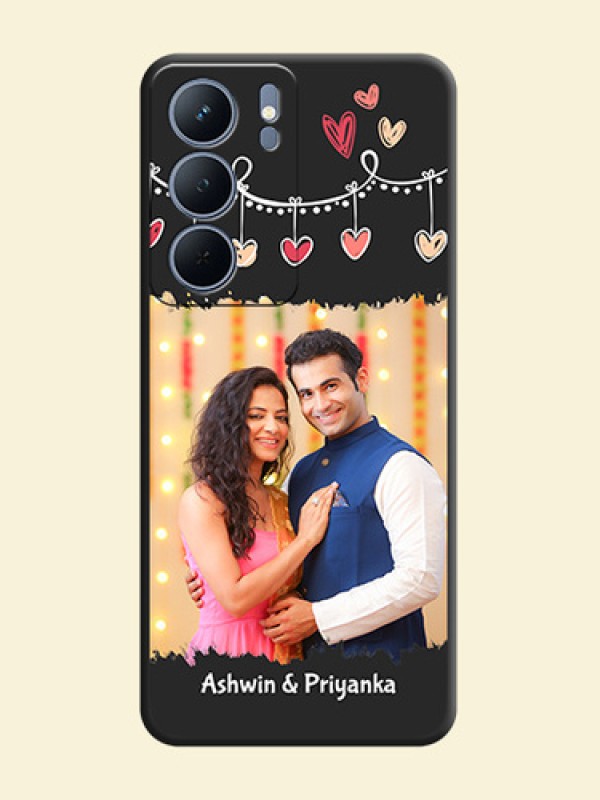 Pink Love Hangings with Name On Space Black Custom Soft Matte Mobile Back Cover - Realme P3x 5G