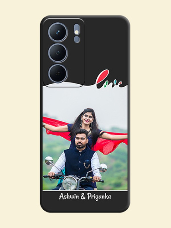 Fall in Love Pattern with Picture on Photo On Space Black Custom Soft Matte Mobile Back Cover - Realme P3x 5G