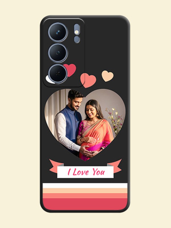Love Shaped Photo with Colorful Stripes On Space Black Custom Soft Matte Mobile Back Cover - Realme P3x 5G