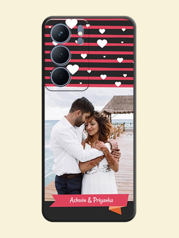 White Color Love Symbols with Pink Lines Pattern On Space Black Custom Soft Matte Mobile Back Cover - Realme P3x 5G