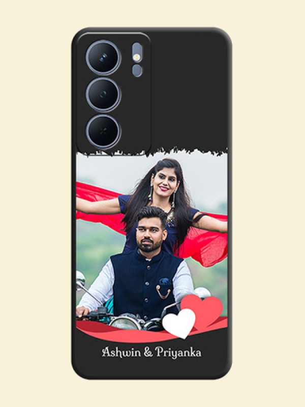 Pin Color Love Shaped Ribbon Design with Text On Space Black Custom Soft Matte Mobile Back Cover - Realme P3x 5G