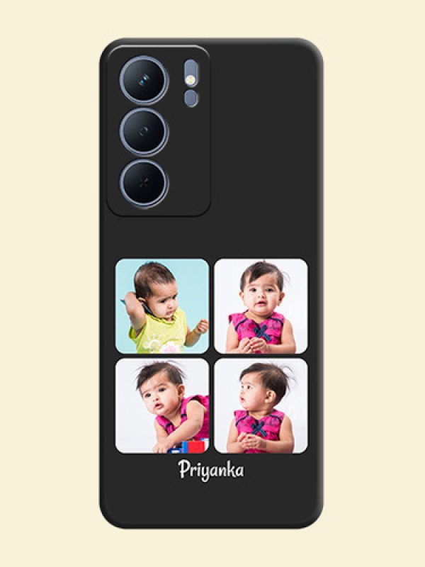 Floral Art with 6 Image Holder on Photo On Space Black Custom Soft Matte Mobile Back Cover - Realme P3x 5G