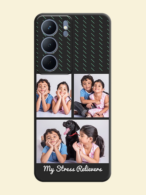 Cross Dotted Pattern with 2 Image Holder On Space Black Custom Soft Matte Mobile Back Cover - Realme P3x 5G