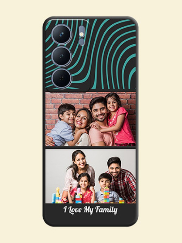 Wave Pattern with 2 Image Holder On Space Black Custom Soft Matte Mobile Back Cover - Realme P3x 5G