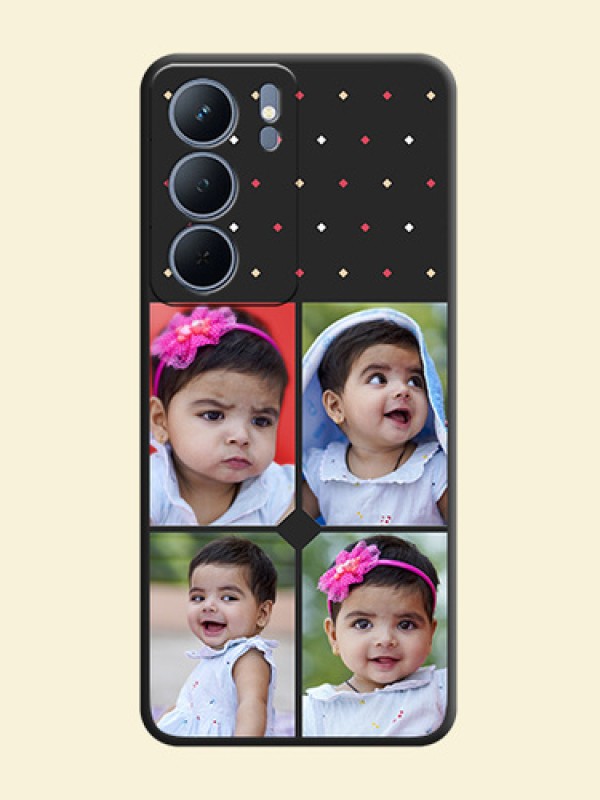Multicolor Dotted Pattern with 4 Image Holder On Space Black Custom Soft Matte Mobile Back Cover - Realme P3x 5G