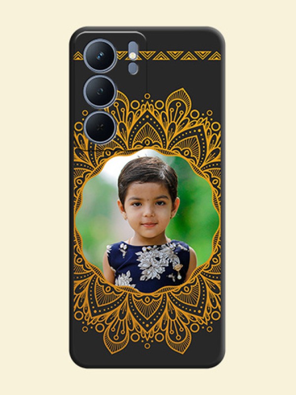 Round Image with Floral Design On Space Black Custom Soft Matte Mobile Back Cover - Realme P3x 5G