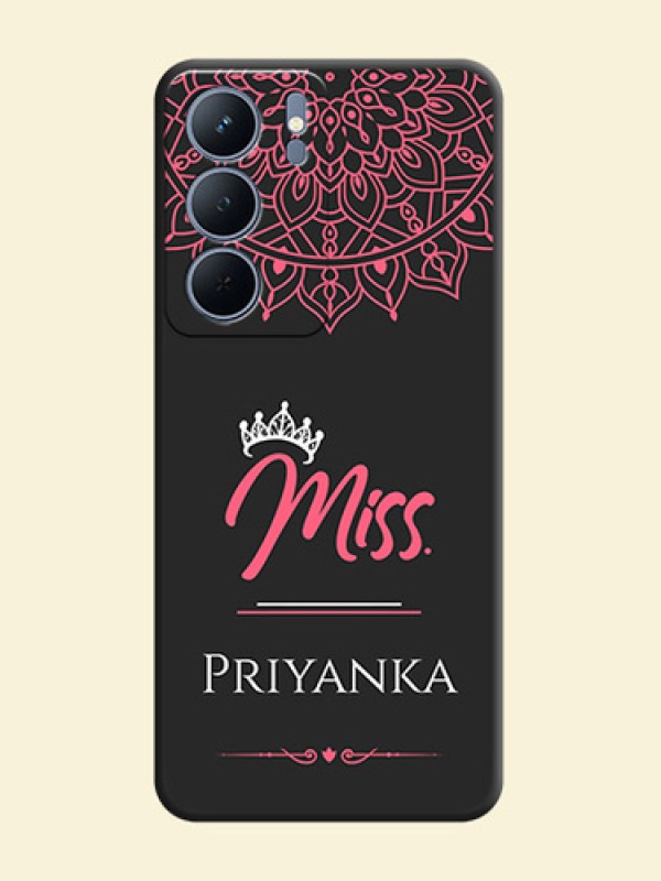 Mrs Name with Floral Design On Space Black Custom Soft Matte Mobile Back Cover - Realme P3x 5G