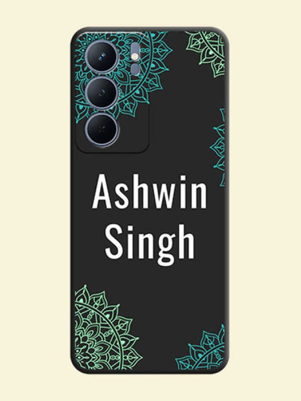 Your Name with Floral Design On Space Black Custom Soft Matte Mobile Back Cover - Realme P3x 5G