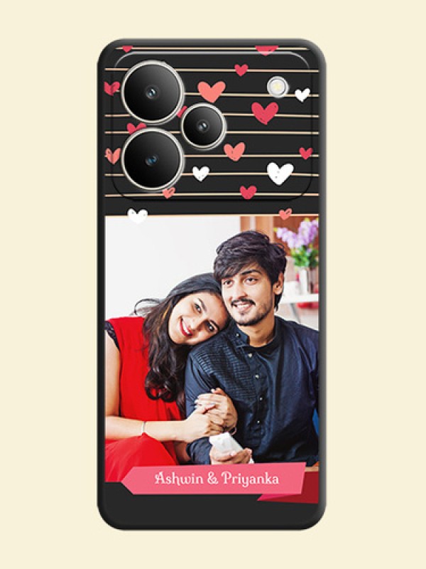 Love Pattern with Name on Pink Ribbon on Photo On Space Black Custom Soft Matte Mobile Back Cover - Realme P4 5G