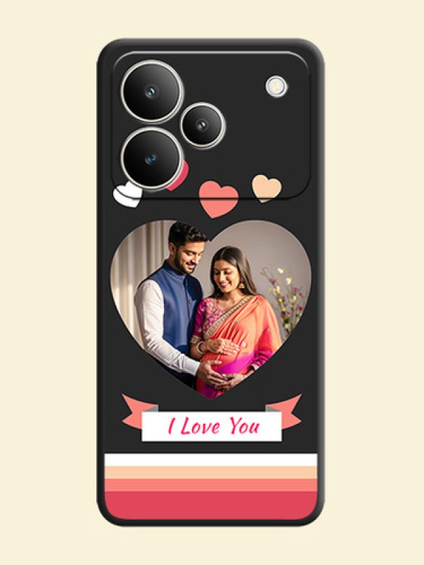 Love Shaped Photo with Colorful Stripes On Space Black Custom Soft Matte Mobile Back Cover - Realme P4 5G