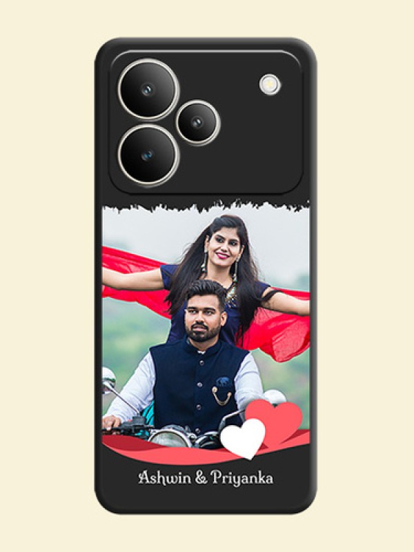 Pin Color Love Shaped Ribbon Design with Text On Space Black Custom Soft Matte Mobile Back Cover - Realme P4 5G