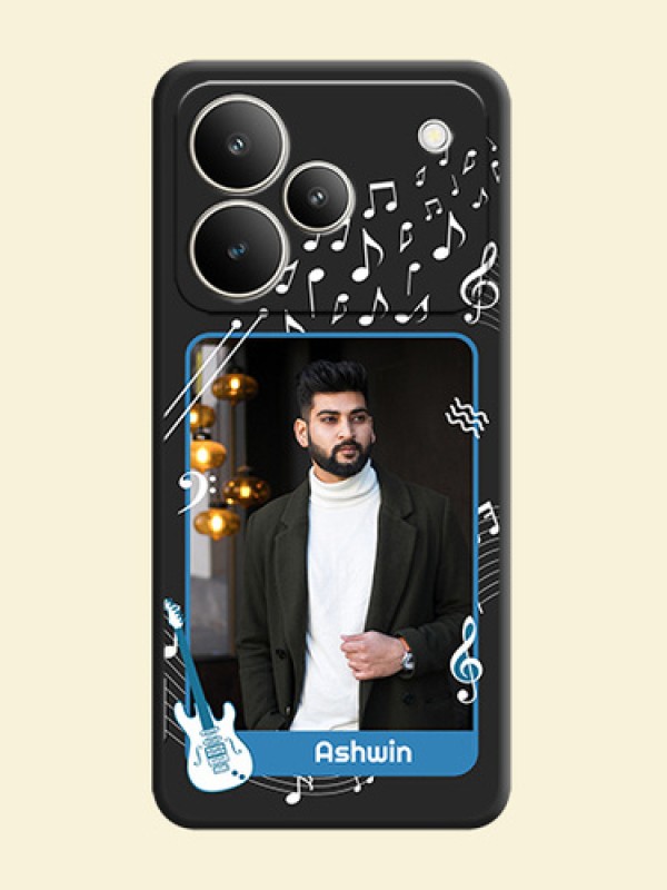 Musical Theme Design with Text on Photo On Space Black Custom Soft Matte Mobile Back Cover - Realme P4 5G