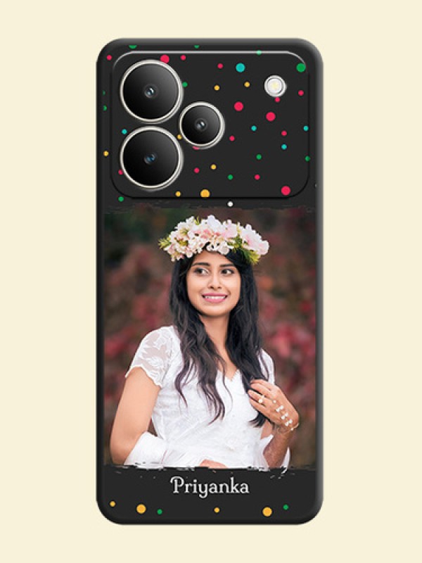 Multicolor Dotted Pattern with Text On Space Black Custom Soft Matte Mobile Back Cover - Realme P4 5G
