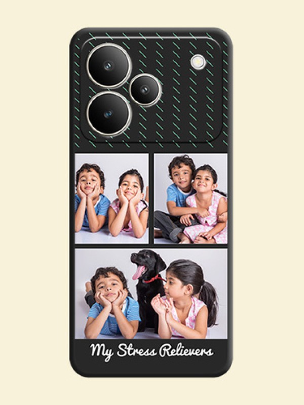 Cross Dotted Pattern with 2 Image Holder On Space Black Custom Soft Matte Mobile Back Cover - Realme P4 5G
