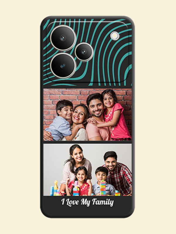 Wave Pattern with 2 Image Holder On Space Black Custom Soft Matte Mobile Back Cover - Realme P4 5G