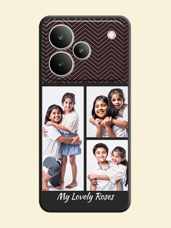 Wave Pattern with 3 Image Holder On Space Black Custom Soft Matte Mobile Back Cover - Realme P4 5G