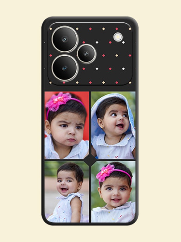 Multicolor Dotted Pattern with 4 Image Holder On Space Black Custom Soft Matte Mobile Back Cover - Realme P4 5G