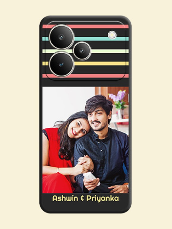 Color Stripes with Photo and Text on Photo On Space Black Custom Soft Matte Mobile Back Cover - Realme P4 5G