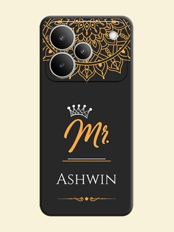 Mr Name with Floral Design On Space Black Custom Soft Matte Mobile Back Cover - Realme P4 5G
