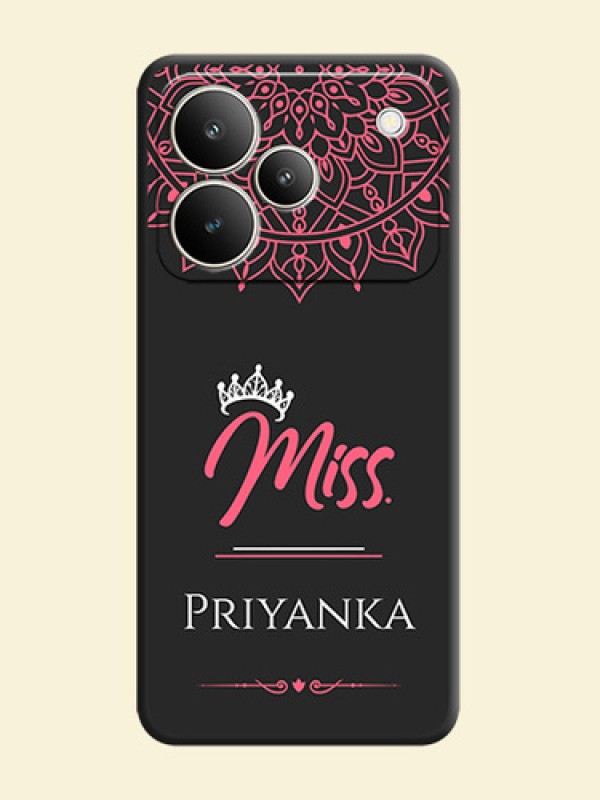 Mrs Name with Floral Design On Space Black Custom Soft Matte Mobile Back Cover - Realme P4 5G