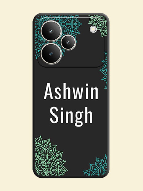 Your Name with Floral Design On Space Black Custom Soft Matte Mobile Back Cover - Realme P4 5G