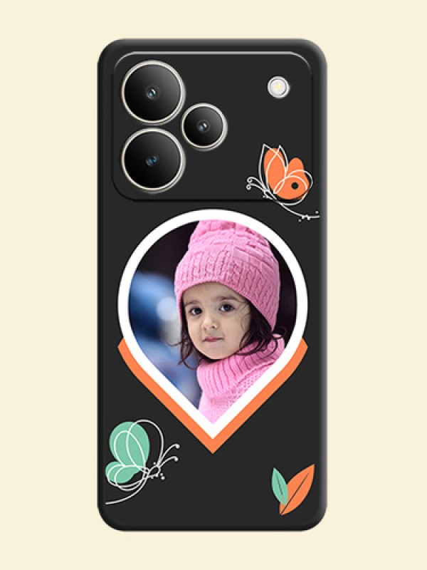 Upload Pic With Simple Butterly Design On Space Black Custom Soft Matte Mobile Back Cover - Realme P4 5G